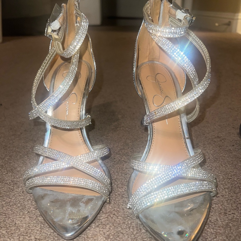 Jessica Simpson Silver Rhinestone Heels